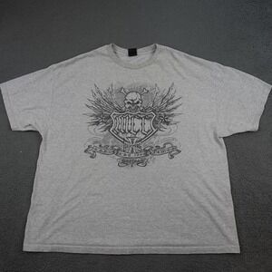 West Coast Choppers Shirt Mens 3XL Gray Skull Wings Graphic Biker Tee Motorcycle